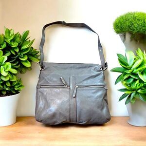 Banana Republic Grey Leather Shoulder Bag Purse
